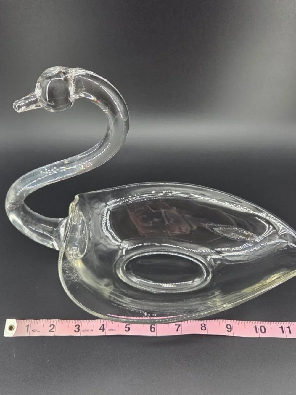Vintage Duncan Miller Glass Swan Bowl 12